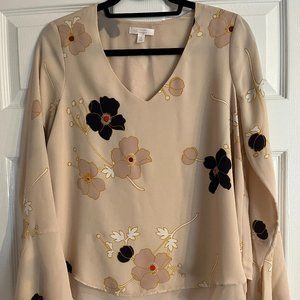 Women's Pink Floral Long Sleeve Blouse (S)